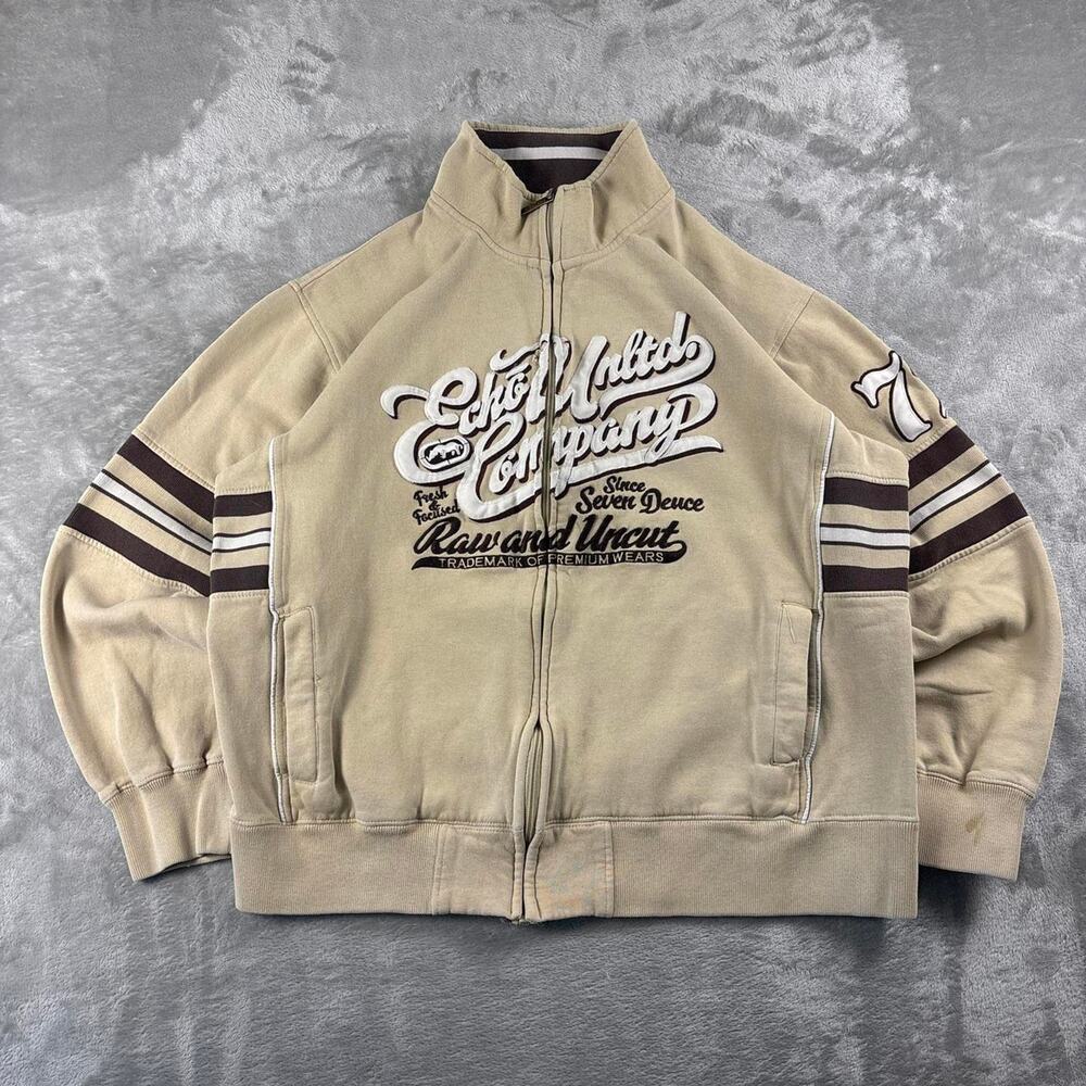 Vintage Y2K Ecko Unltd Full Zip Jacket Men’s L Tan Hip Hop Streetwear
